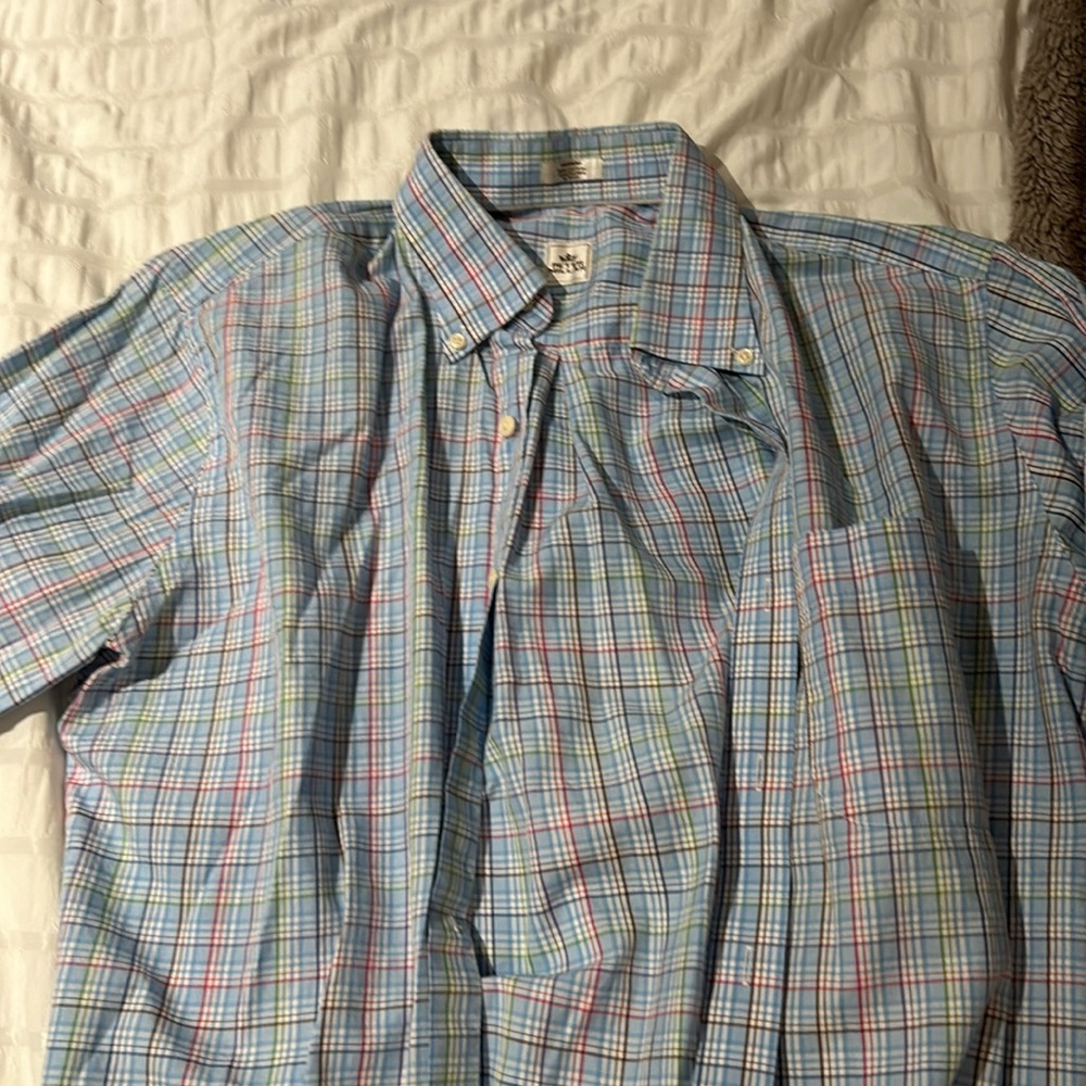 Peter millar light blue plaid button up size L